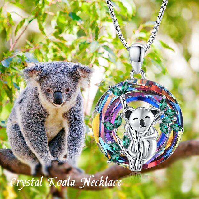 Collier en argent sterling avec pendentif Koala en cristal de forme circulaire-6