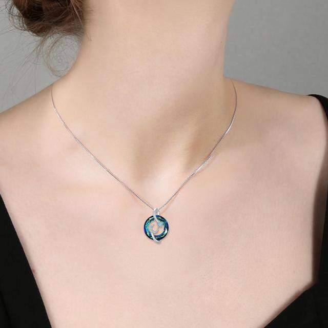 Collana con pendente a forma di luna in cristallo a forma circolare in argento sterling-2