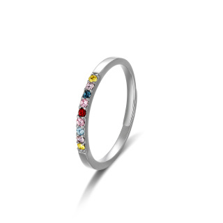 Sterling Silver Round Shaped Crystal Open Ring-58
