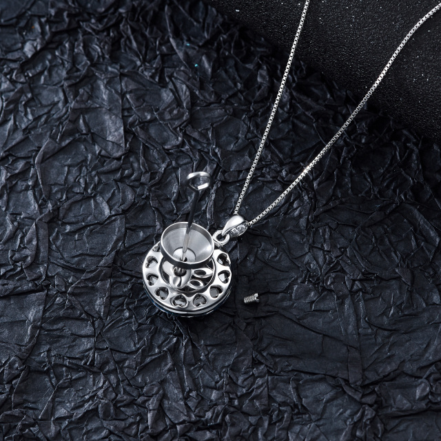 Collana per urna in argento sterling a forma di cerchio con zampa di cristallo per le ceneri-4