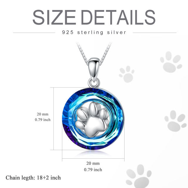 Sterling Silver Circular Shaped Crystal Paw Urn Necklace for Ashes-5