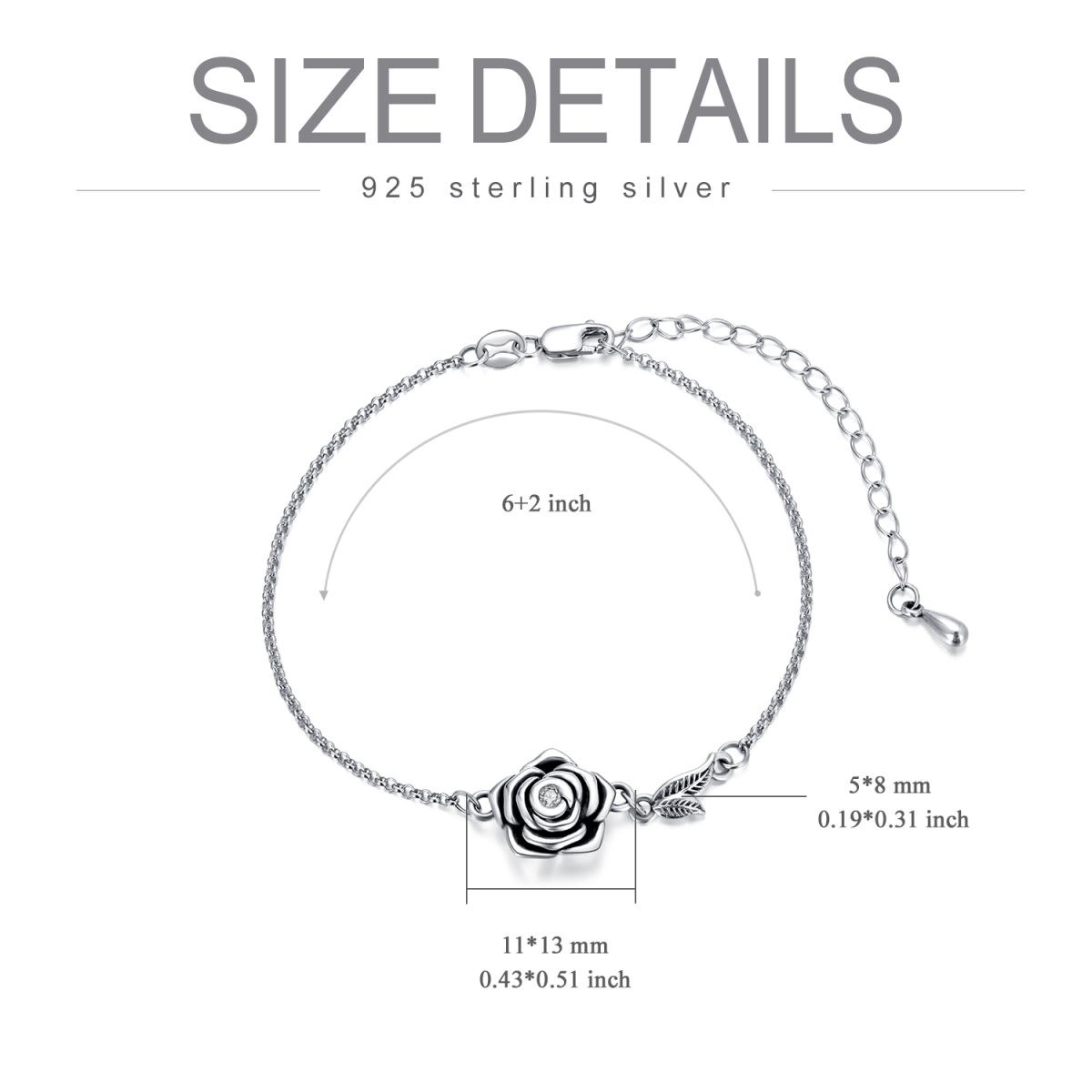 Pulsera de plata de ley con forma circular de rosa de cristal para cenizas-6