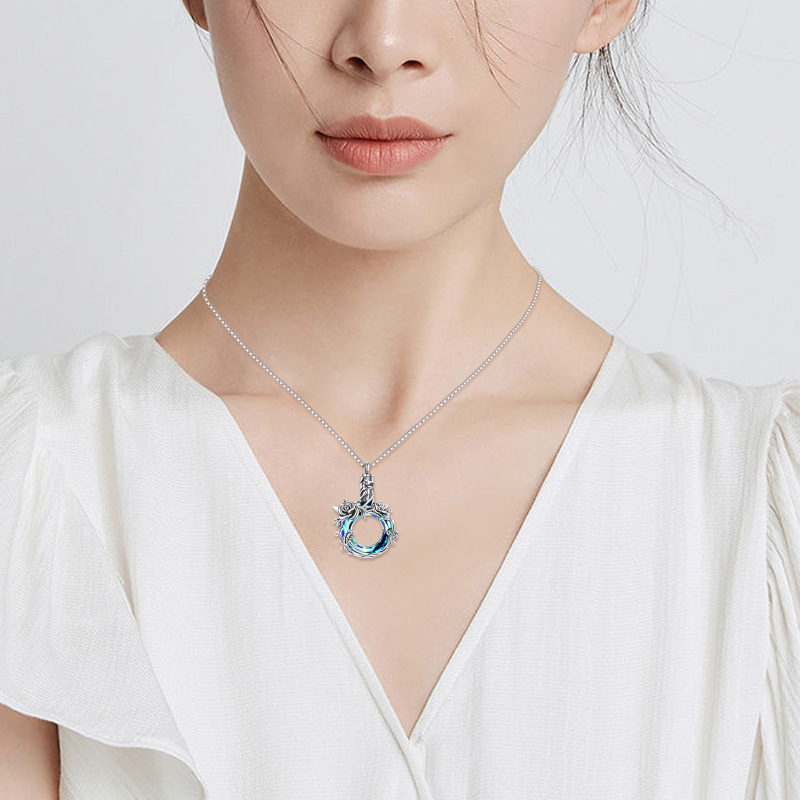 Sterling Silver Circular Shaped Crystal Rose Urn Necklace for Ashes-2