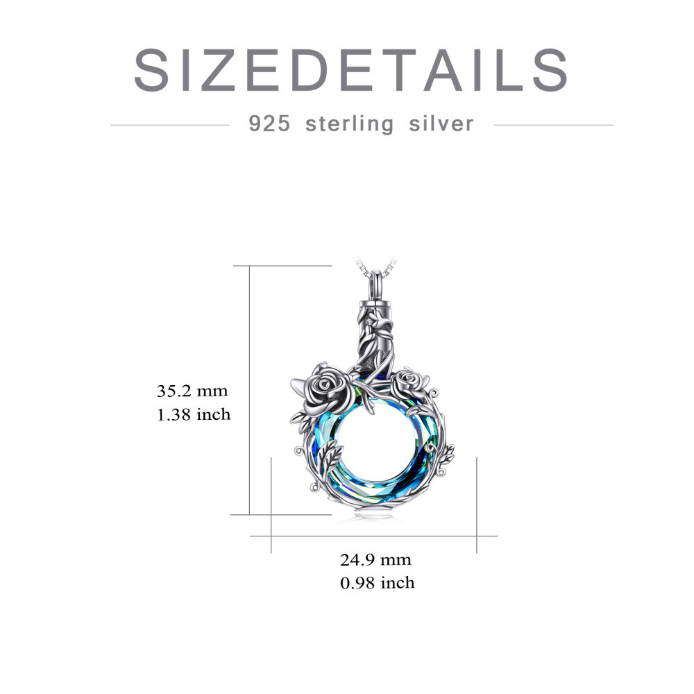 Sterling zilveren cirkelvormige kristal rozenketting voor as-5