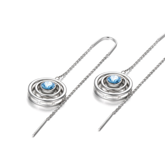 Boucles d'oreilles en argent sterling avec pendentifs en cristal de forme circulaire