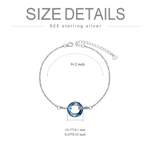 Sterling Silver Circular Shaped Crystal Round Single Layer Anklet-5