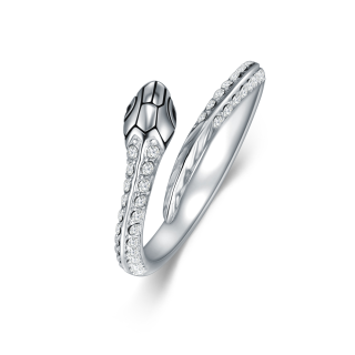 Sterling Silver Circular Shaped Crystal Snake Ring-3