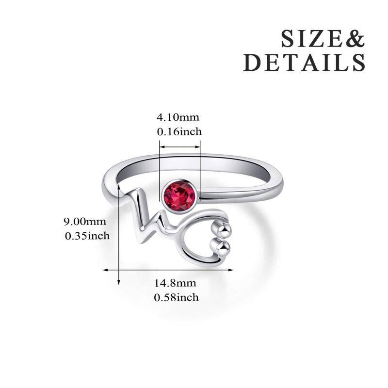 Sterling Silver Round Shaped Crystal Stethoscope Open Ring-3