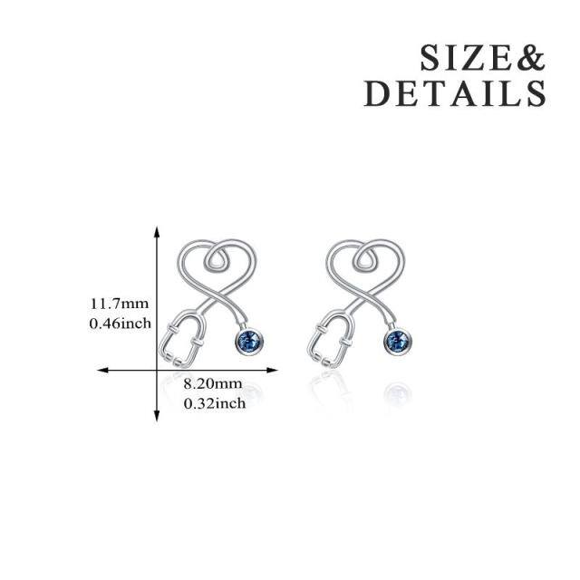 Boucles d'oreilles stéthoscope en argent sterling avec cristaux de forme circulaire-5