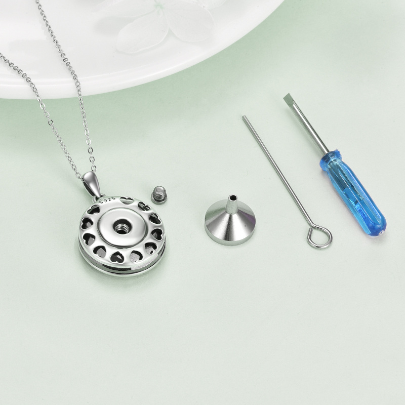 Árvore da vida de cristal circular de prata esterlina e colar de urna com nó celta para cinzas-4