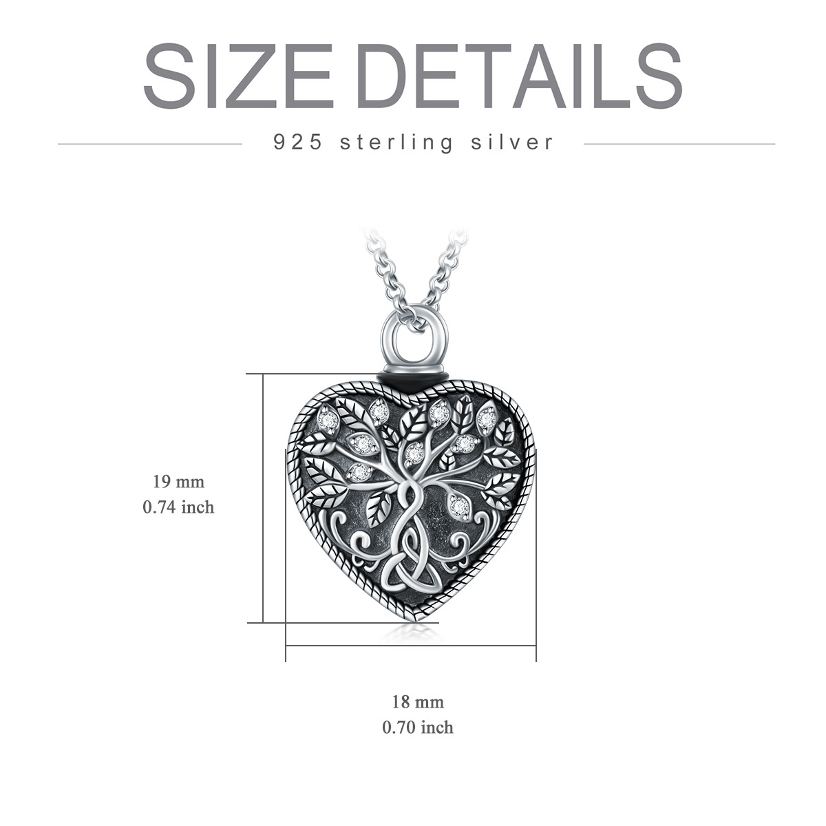 Collier en argent sterling en forme d'arbre de vie et de nœud celtique avec mot gravé-7