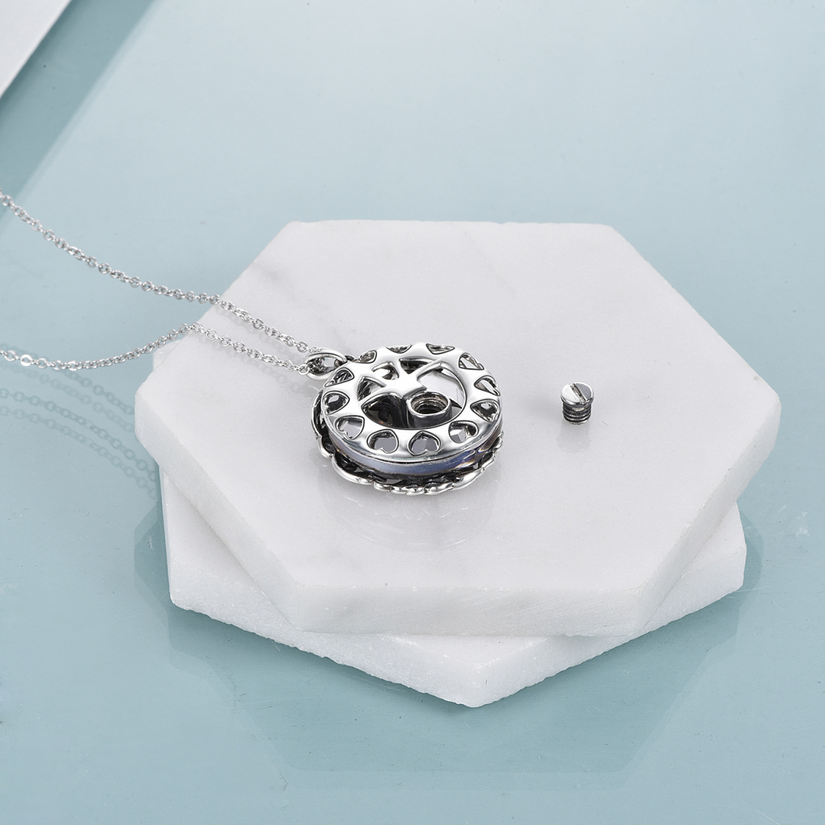 Collana con ciondolo di cristallo a forma di cerchio in argento 925-5