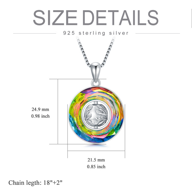 Sterling Silver Circular Shaped Crystal Tree Of Life Urn Necklace for Ashes-5