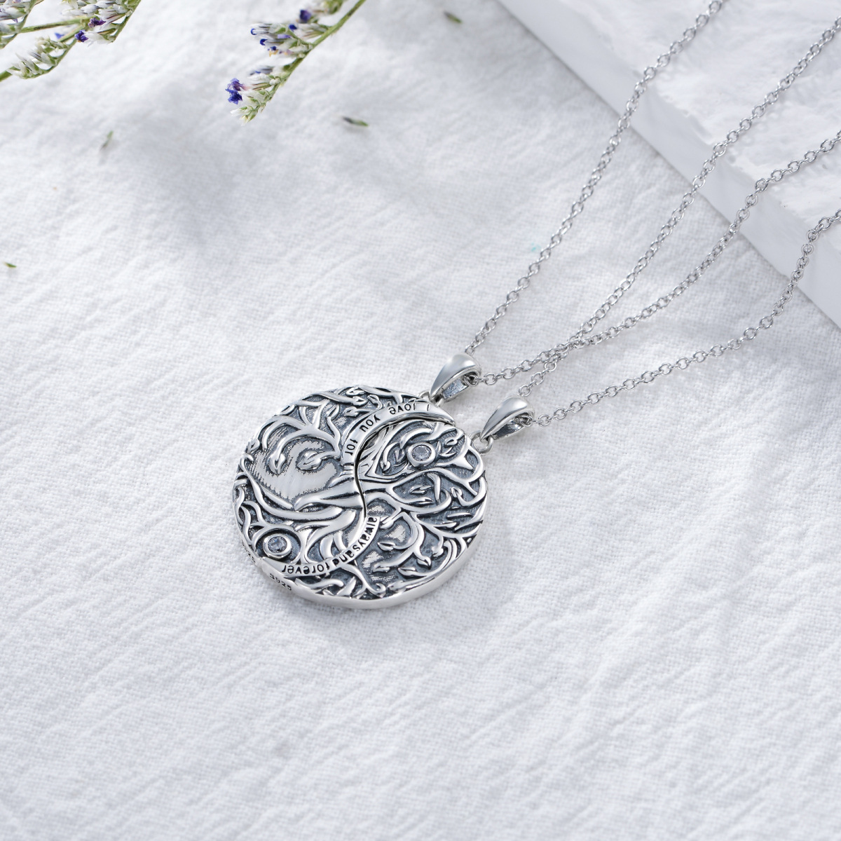 Collier en argent sterling avec pendentif en cristal de forme circulaire Arbre de vie et Y-6