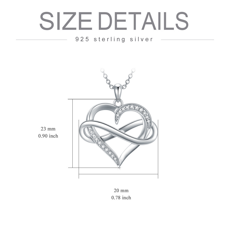 Sterling Silver Circular Shaped Diamond Heart & Infinity Symbol Pendant Necklace-6
