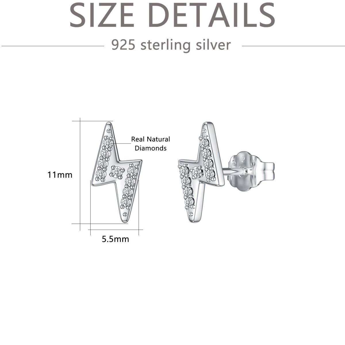 Sterling Silber kreisförmig Diamant Blitz Ohrstecker-5