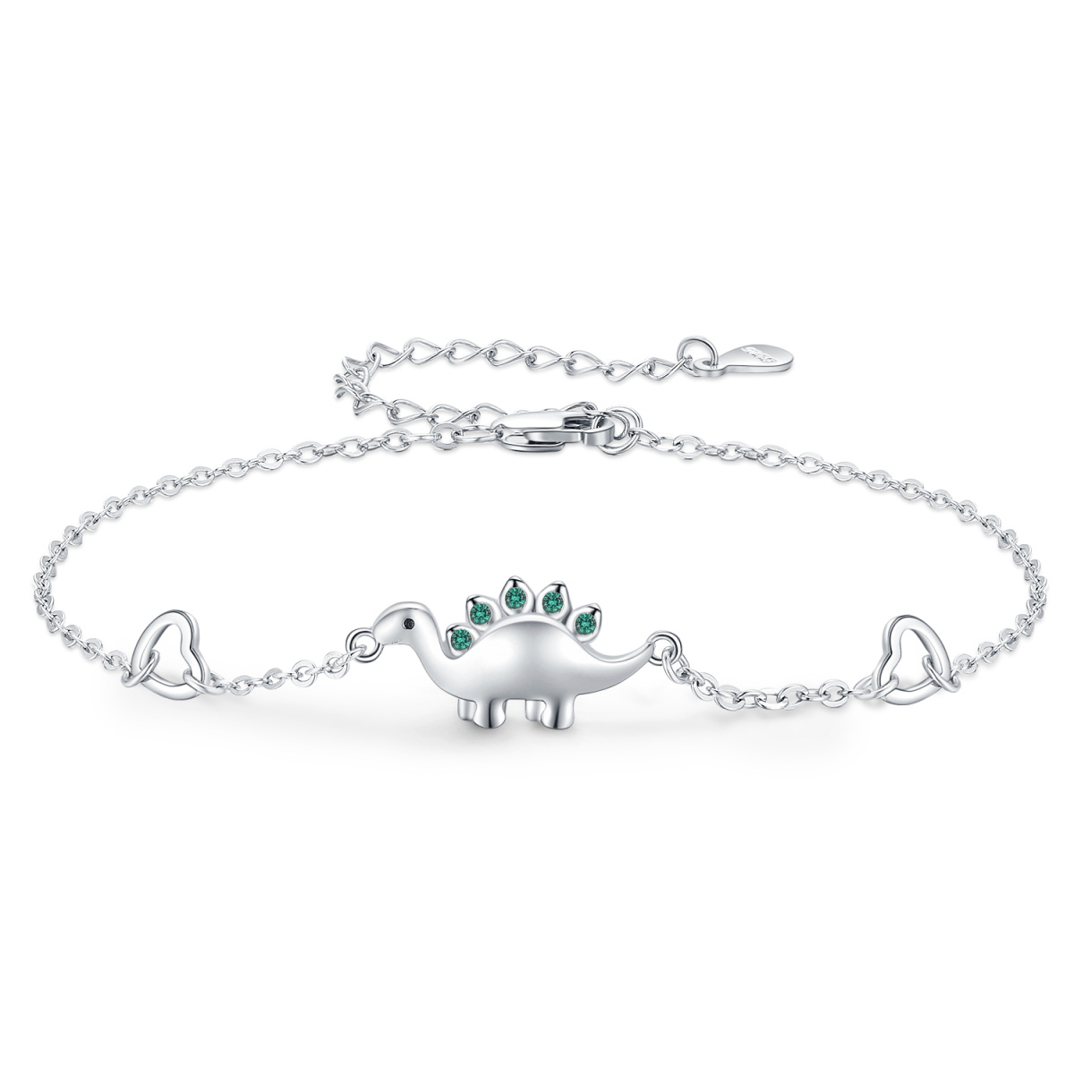 Bracelet en argent sterling avec pendentif dinosaure en zircon cubique-1