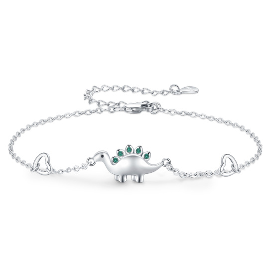 Bracelet en argent sterling avec pendentif dinosaure en zircon cubique