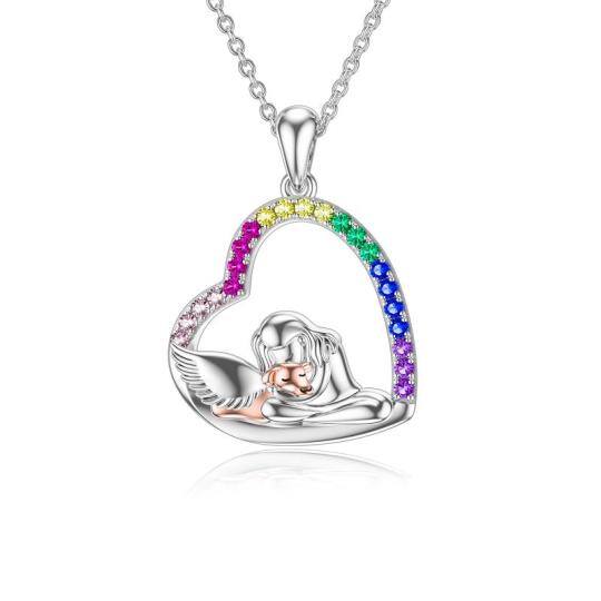 Collana con ciondolo per cani in argento sterling a forma di cerchio con zirconi cubici