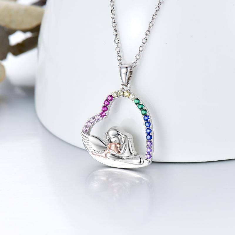 Sterling Silver Circular Shaped Cubic Zirconia Dog Pendant Necklace-3