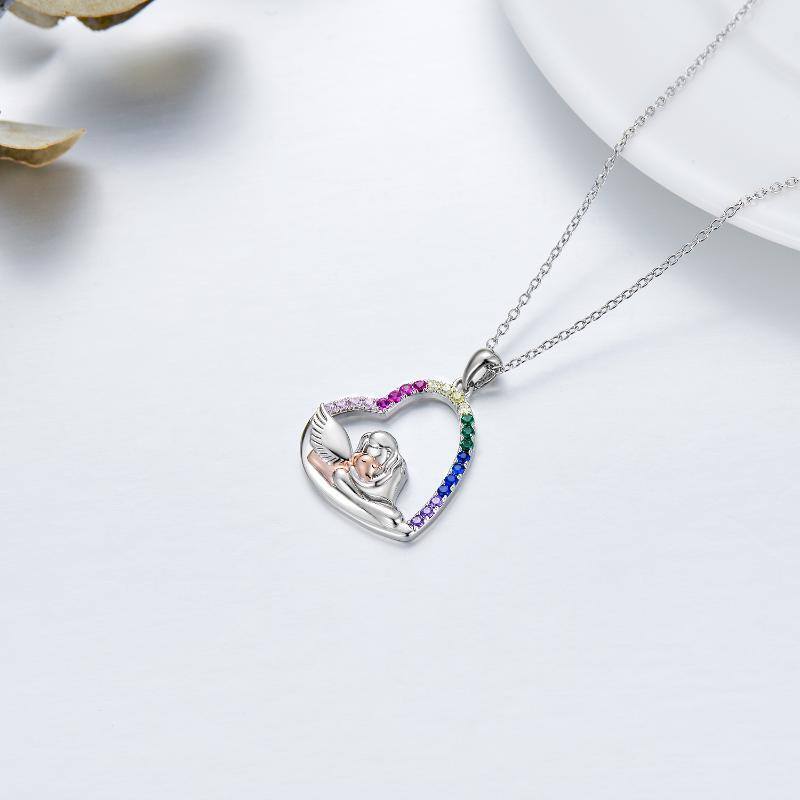 Sterling Silver Circular Shaped Cubic Zirconia Dog Pendant Necklace-4