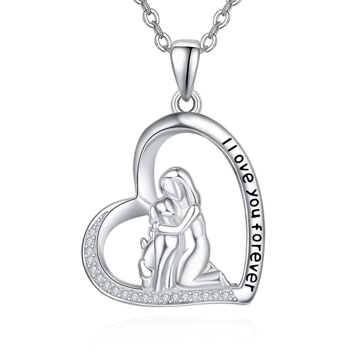 Collier en argent sterling avec pendentif chien en zircone cubique et mot gravé-1