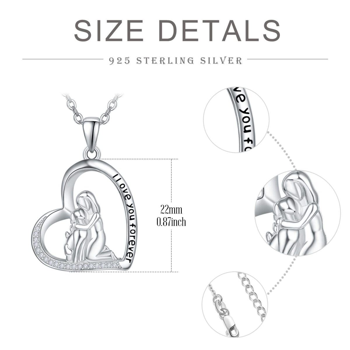 Sterling Silber kreisförmig Cubic Zirkonia Hund Anhänger Halskette mit eingraviertem Wort-5