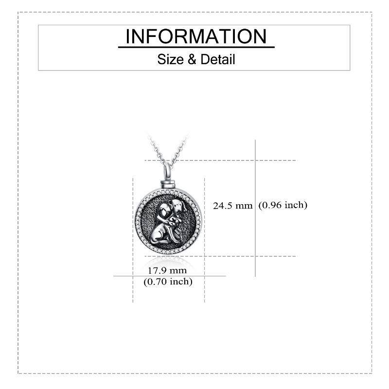 Sterling Silver Circular Shaped Cubic Zirconia Dog Urn Necklace for Ashes-5