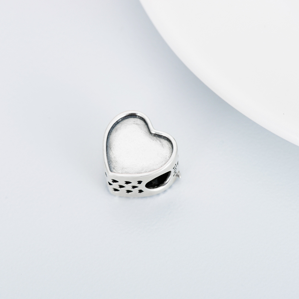 Sterling Silver Circular Shaped Cubic Zirconia Dolphin Bead Charm-8