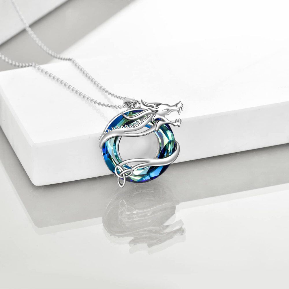 Collier avec pendentif en cristal de dragon en forme circulaire en argent sterling-4