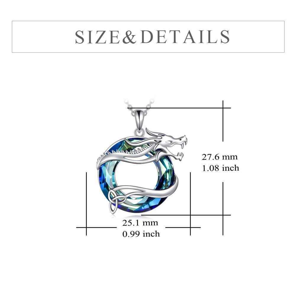 Collier avec pendentif en cristal de dragon en forme circulaire en argent sterling-5