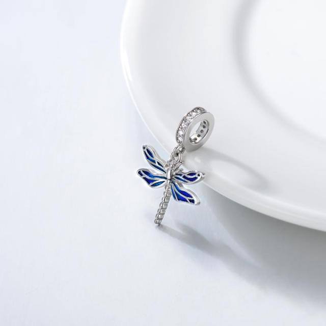 Charm a forma di circolare con libellula in argento sterling-4