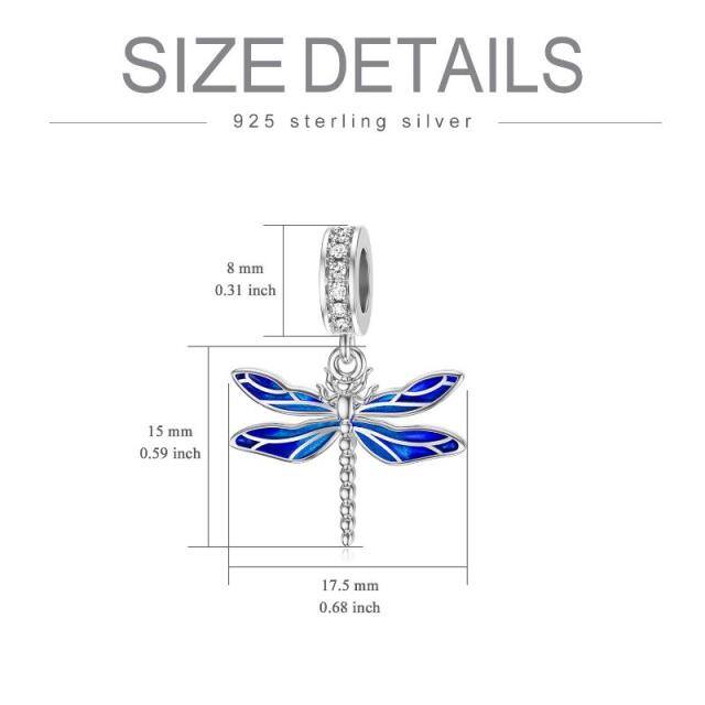 Sterling Zilver Rond gevormde Cubic Zirconia Dragonfly Bengelen Bedel-6