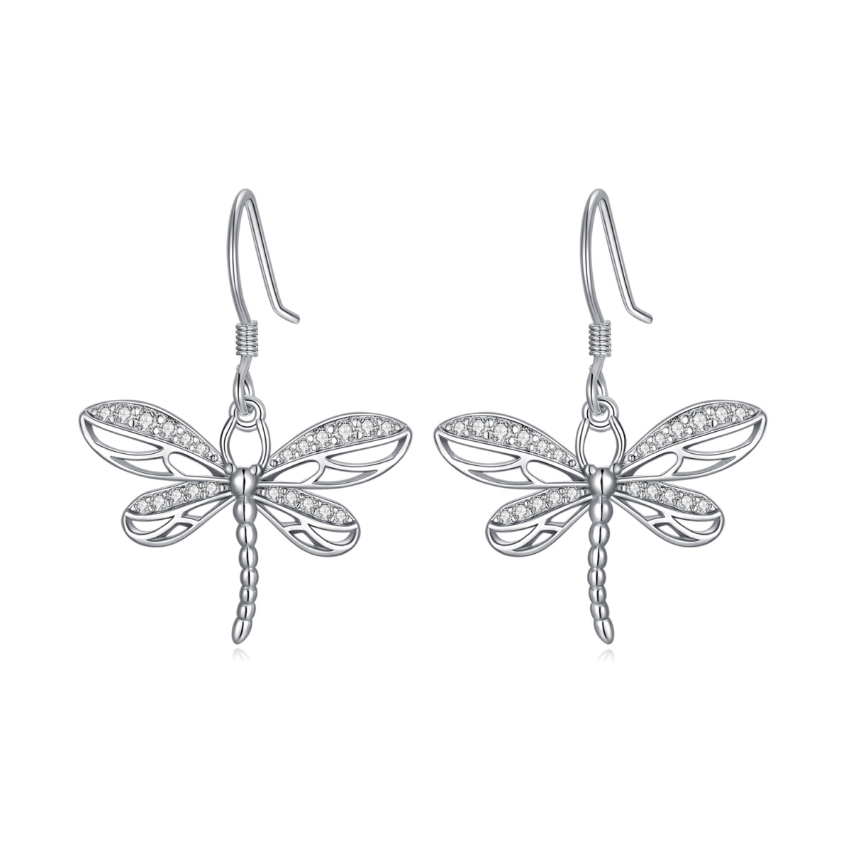 Pendants d'oreilles libellule en argent sterling avec zircon cubique-1