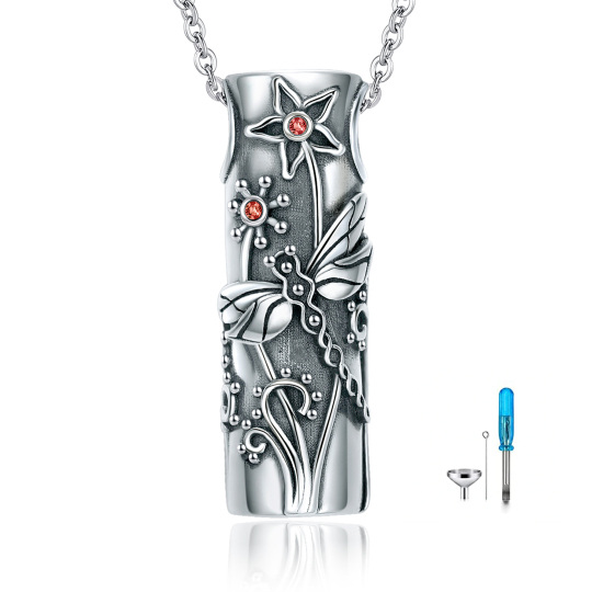 Collana d'argento a forma di cerchio con ornamento di libellula in zirconia cubica per le ceneri