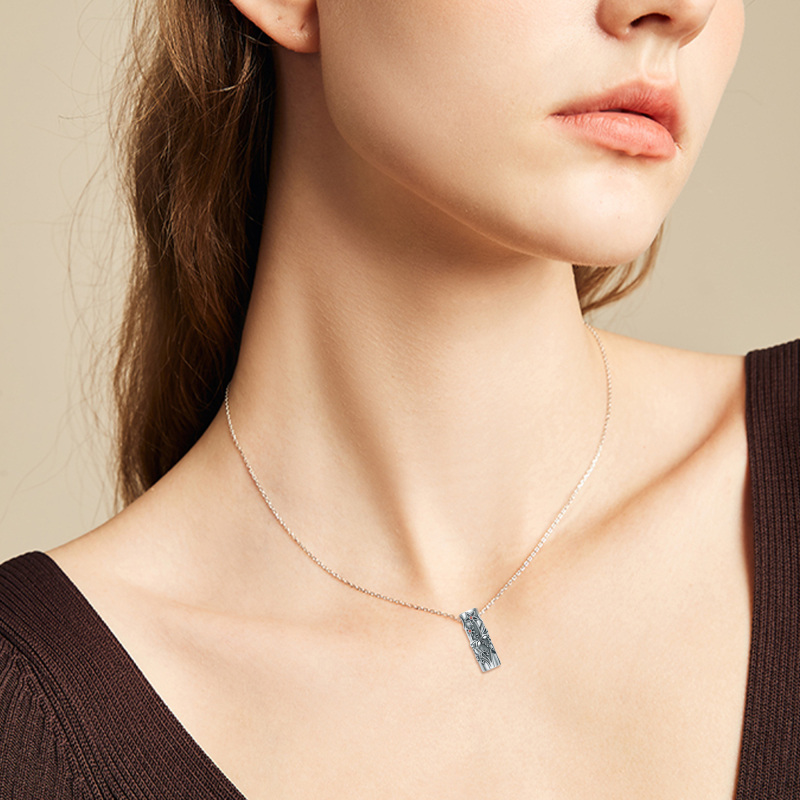 Sterling Silver Circular Shaped Cubic Zirconia Dragonfly Urn Necklace for Ashes-2