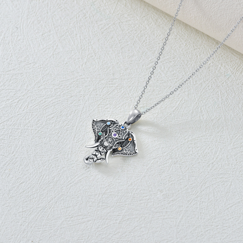 Colar com pingente de zircónio cúbico e chakras em prata esterlina em forma circular-4