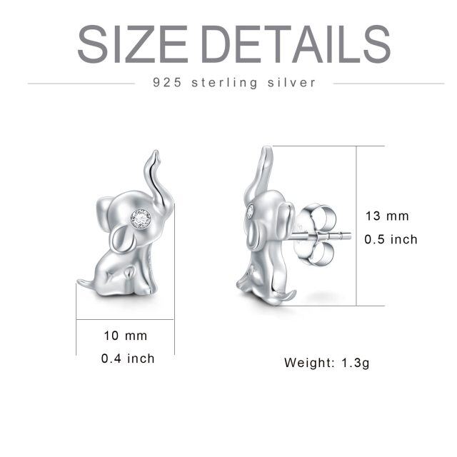 Sterling zilveren cirkelvormige cubic zirconia olifant oorbellen-5