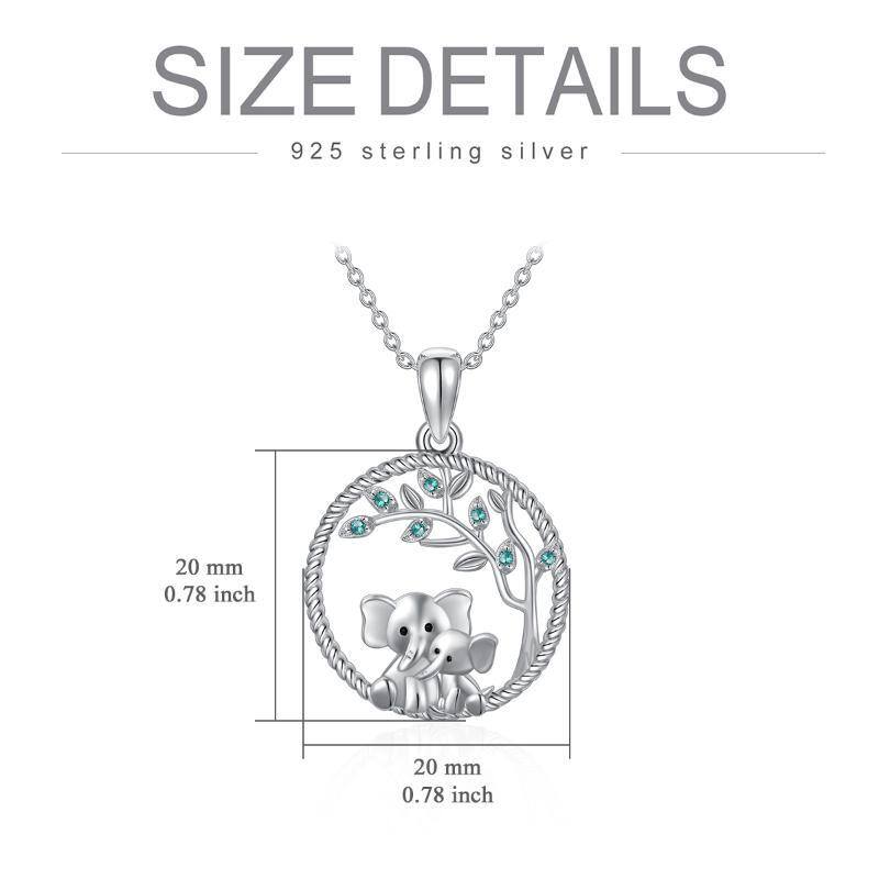 Collier en argent sterling avec pendentif éléphant et arbre de vie en zircon cubique-5