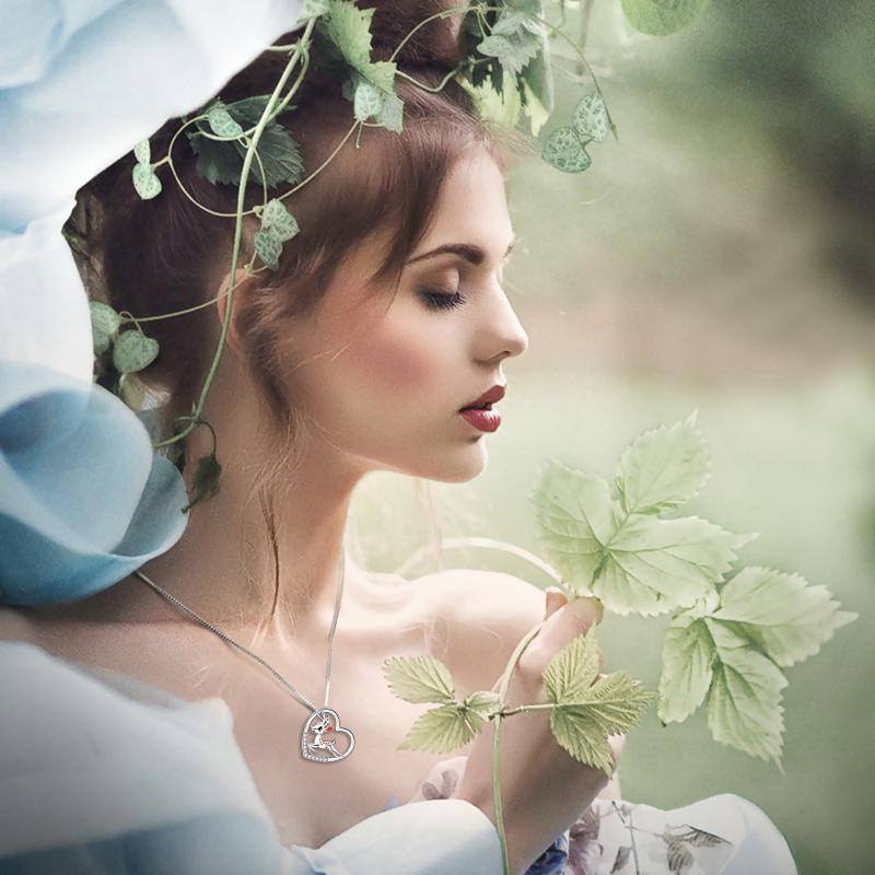 قلادة دائرية من الفضة الإسترلينية مرصعة بالزركونيا المكعبة على شكل أيل-2