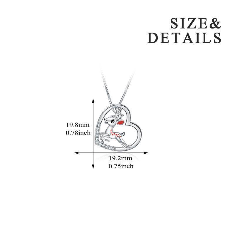 قلادة دائرية من الفضة الإسترلينية مرصعة بالزركونيا المكعبة على شكل أيل-5