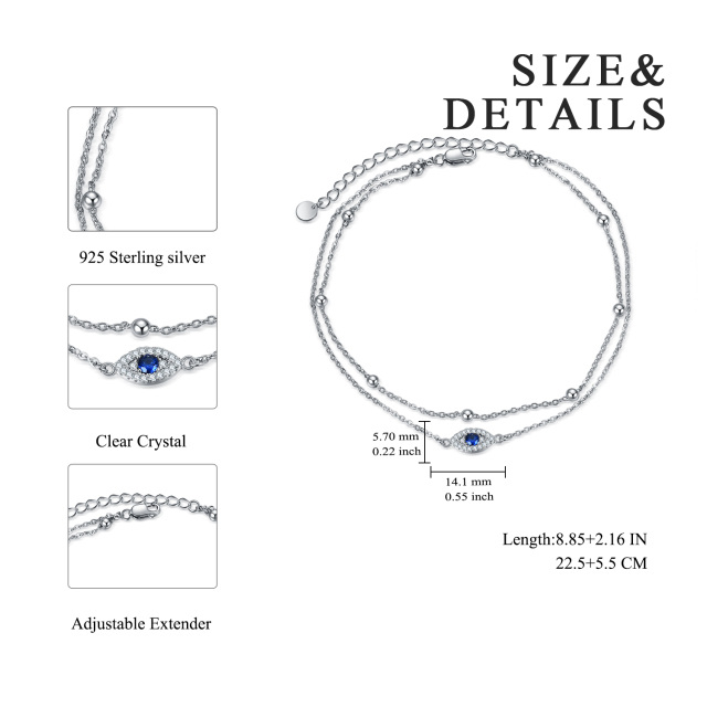 Bracelet de cheville en argent sterling avec zircon cubique en forme d'oeil du mal multico-5