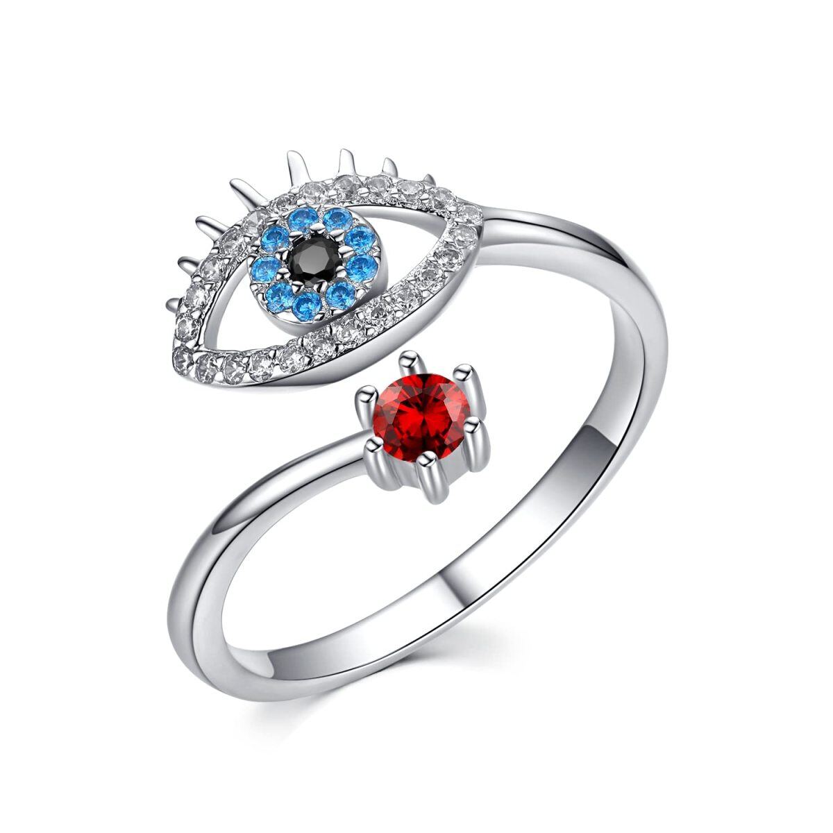 Sterling Silber kreisförmig Cubic Zirkonia Evil Eye Open Ring-1