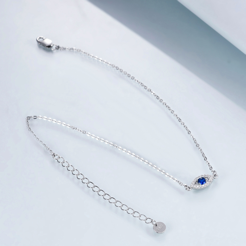 Pulseira de prata esterlina com pingente de olho do mal em forma de zircónio cúbico-3