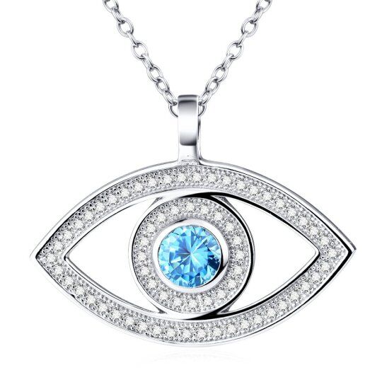 Lucky Evil Eye Hamsa Pingente Colar Pulseira Prata Esterlina Branco Azul CZ Colar Joias