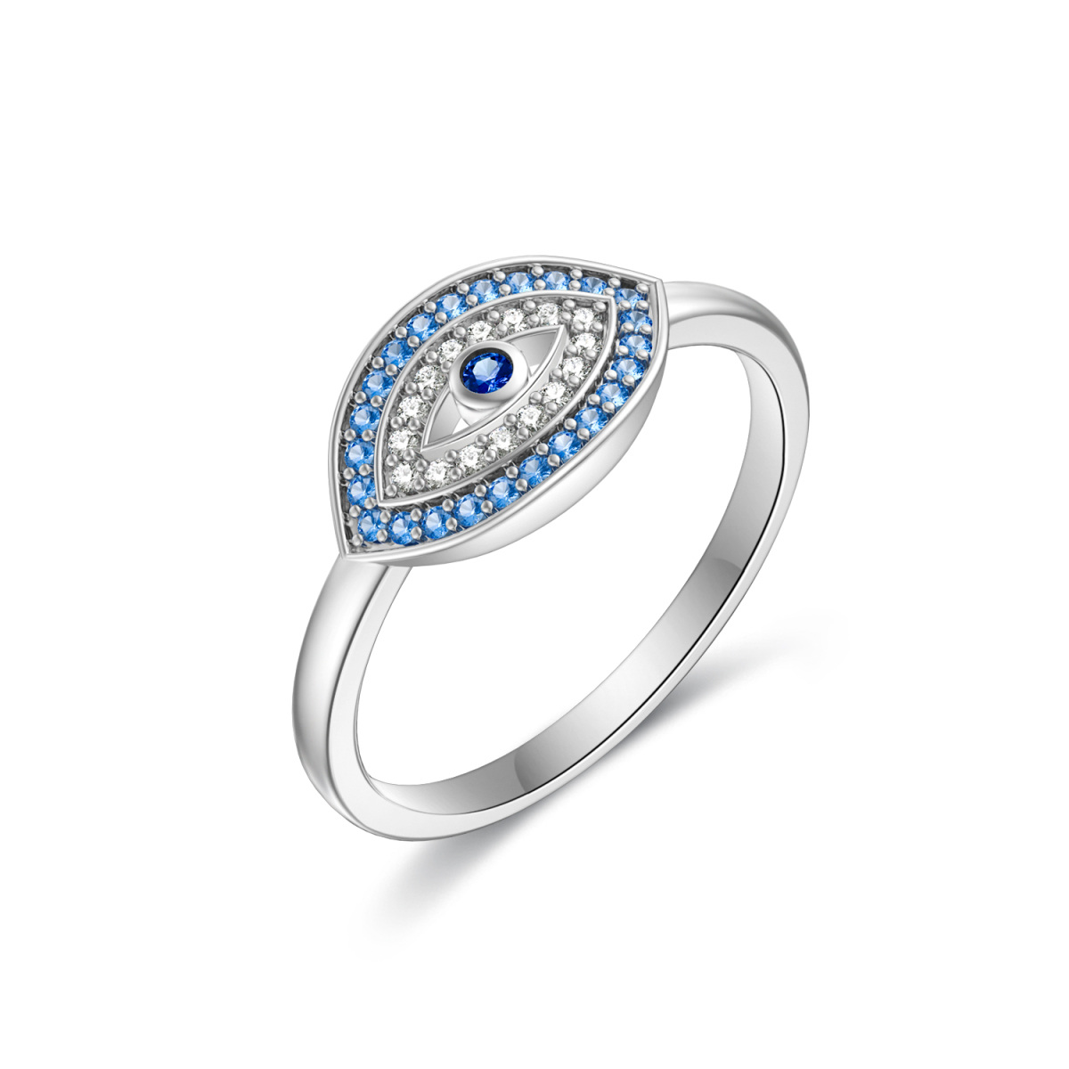 Sterling Silber kreisförmig Cubic Zirkonia Evil Eye Ring-1