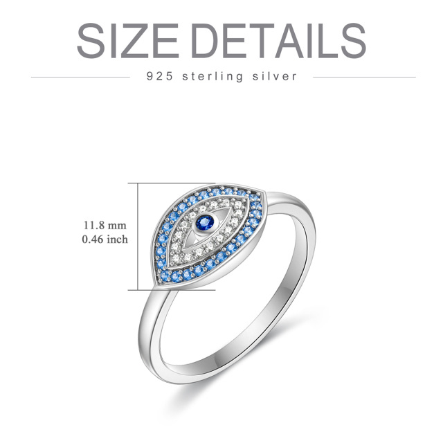 Sterling Silber kreisförmig Cubic Zirkonia Evil Eye Ring-5