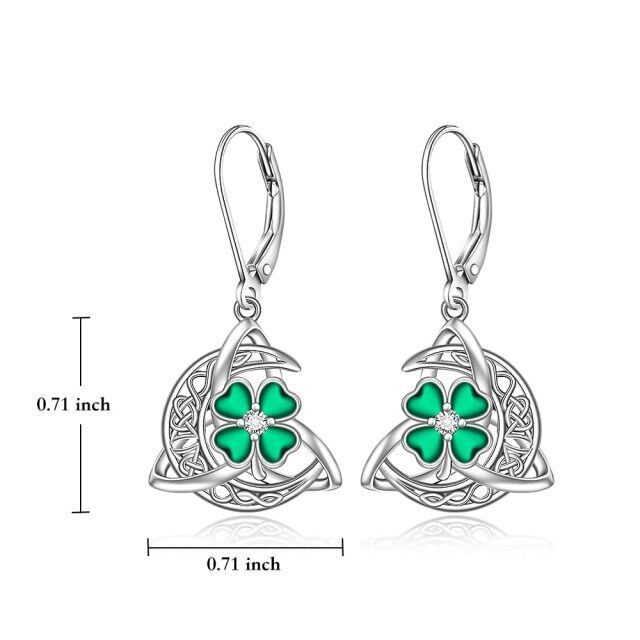 Boucles d'oreilles en argent sterling avec zircon cubique en forme de trèfle à quatre feui-4