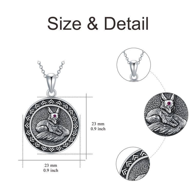 Collier en argent sterling avec pendentif renard en zircone cubique de forme circulaire-6