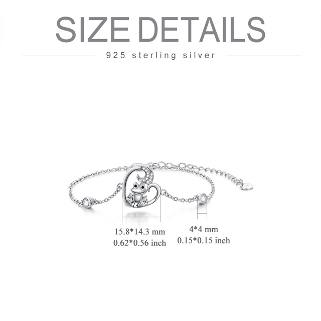 Sterling Silber kreisförmig Cubic Zirkonia Frosch einlagig Fußkettchen-5